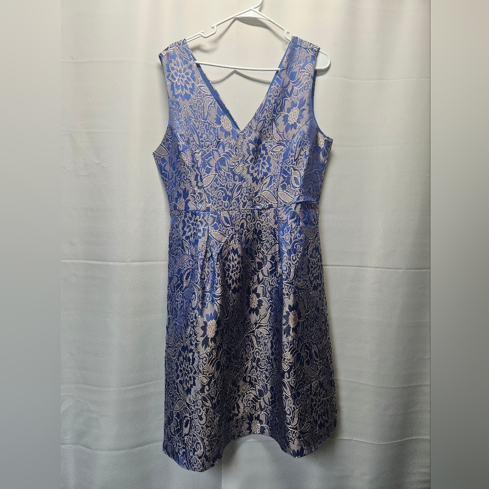 NWT Izabel Elegant Royal Blue Brocade Dress
